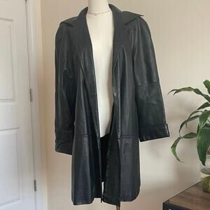 Vintage Korean Women’s Genuine Leather Lined Trench Coat
